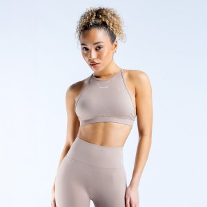 DFYNE Dynamic High Neck Backless Sport BH Dam Beige | 5031469-XQ