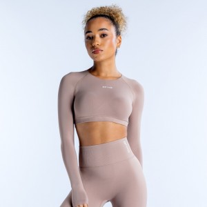 DFYNE Dynamic Long Sleeve Crop Top Dam Beige | 4951268-BN