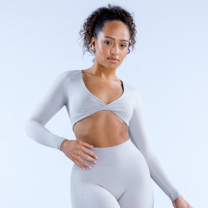 DFYNE Ignite Twist Front Crop Top Dam Ljusgrå | 7814290-SH