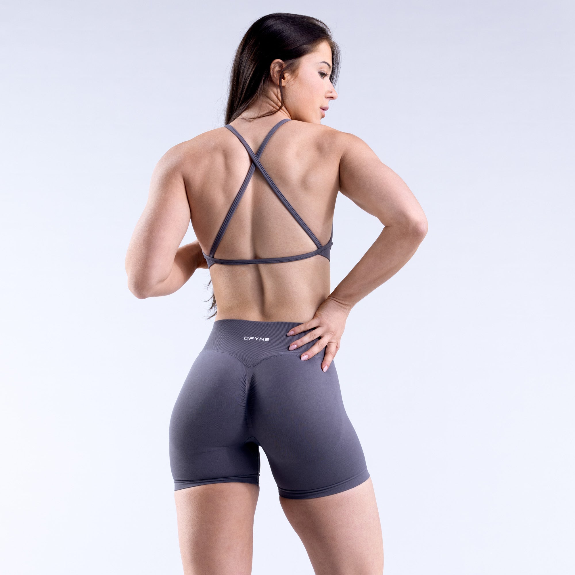 DFYNE Dynamic High Neck Backless Sport BH Dam Mörkgrå | 9201845-SD