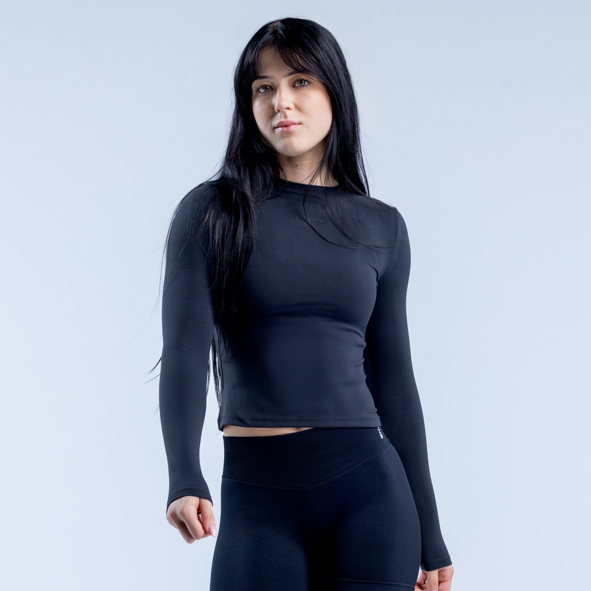 DFYNE Origin Fitted Long Sleeve Top Dam Svarta | 6187352-HQ